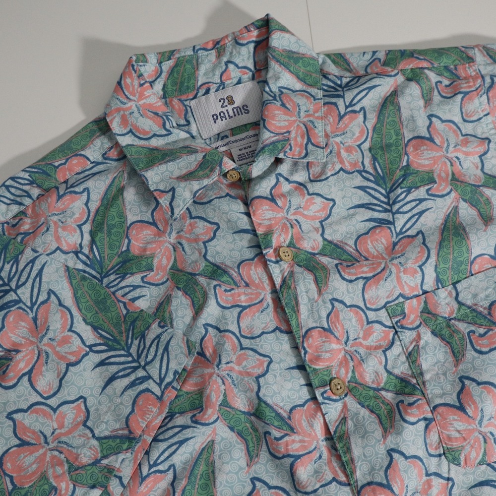 28 Palms Hawaiian Shirt Mens Short Sleeve Button Up Palm Tropical Beach Camp M